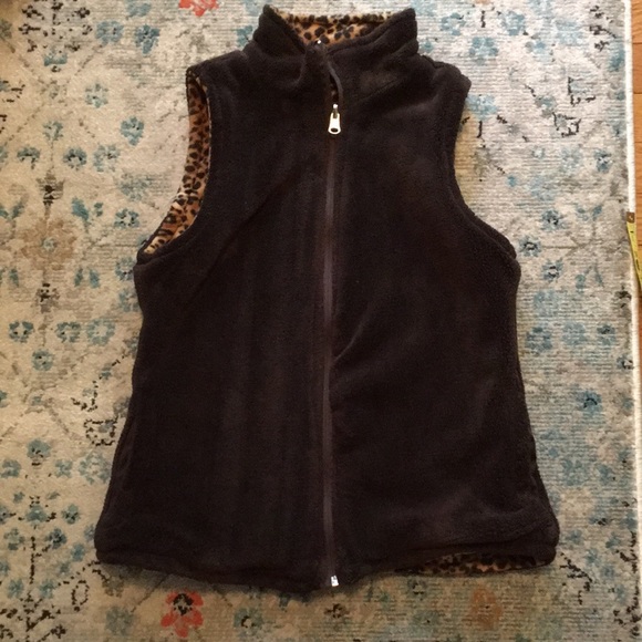 Lena Jackets & Blazers - Reversible Chocolate Brown & Animal Print Fleece Vest